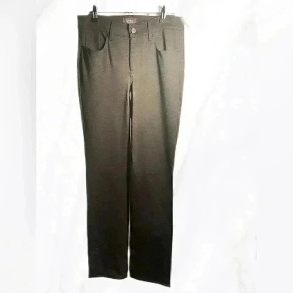 NYDJ Marilyn straight casual slimming lift tuck heathered grey straight pants 2 - Picture 2 of 5